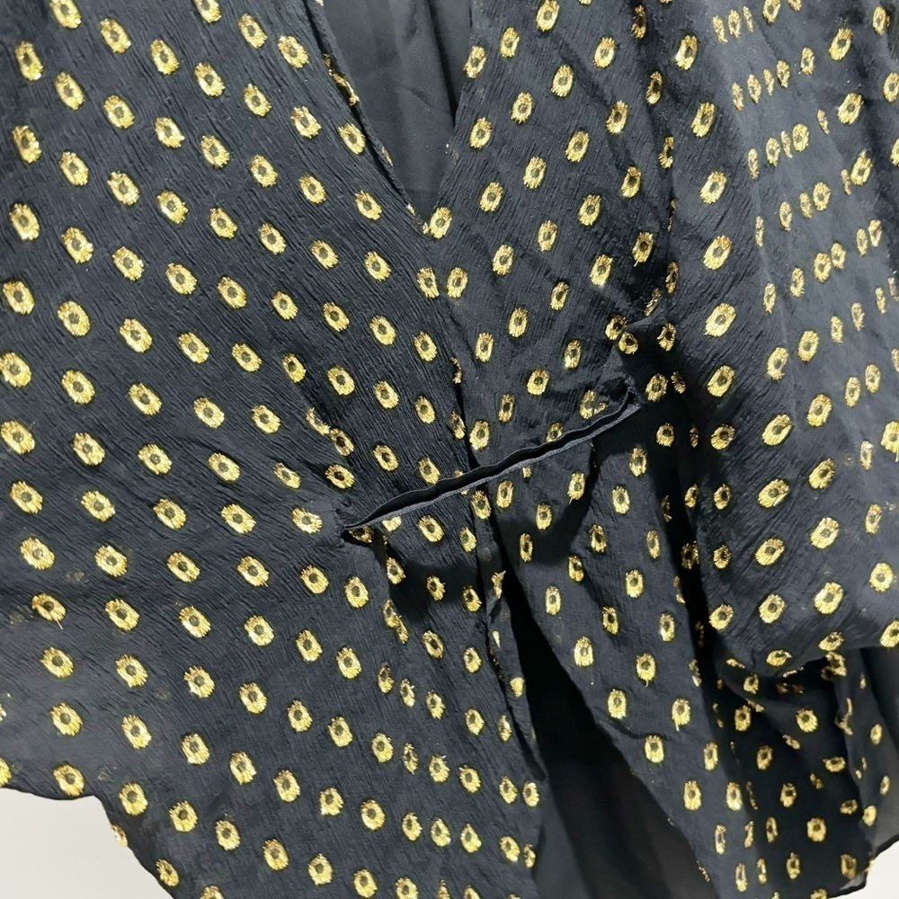 POISE BY KIT HOLLAND Women’s Black Gold Polka Dot Silk Tunic Top Layered Size M - Picture 5 of 10
